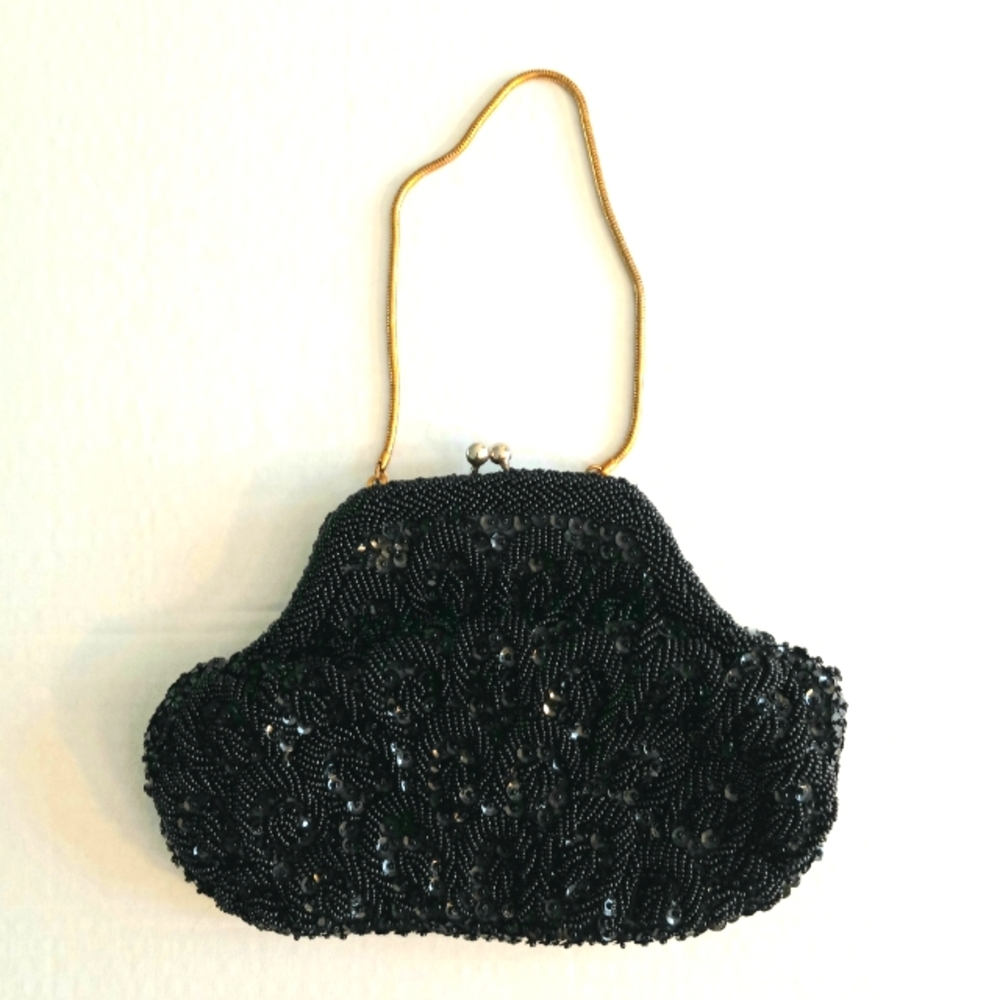 Vintage Frederick & Nelson handbag with chain handle and silky fabric li…